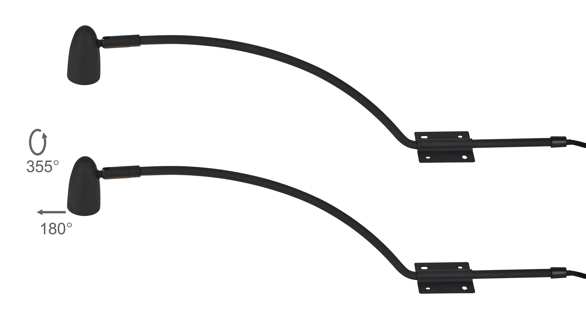 D1045BL  Lex (Set Of 2) Type A Over Cabinet 1 Light GU10 With Adjustable Head And 2m Cable (No Plug) Black